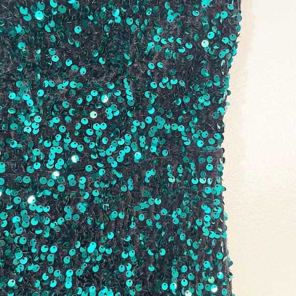 Love & Lemonade Green Sequin Dress Lace Up Backless Mermaid Maxi size XS NWT - Picture 13 of 15